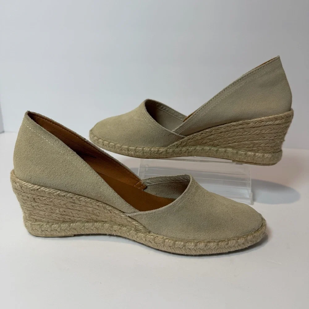 Verbenas Mamen Wedge Espadrilles Suede Shoes Jute Wrapped‎ Heels in Tan Size 39